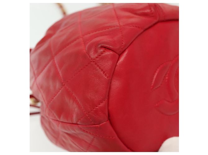 CHANEL Borsa a Spalla Matelassé in Pelle Rossa con Catena Dorata CC Auth 142310 Rosso D'oro - vista 9