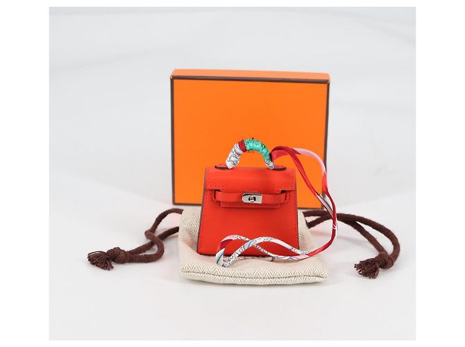 Hermès HERMES Micro Kelly Bag Charm Pelle Arancione Auth 141175SM - vista 12