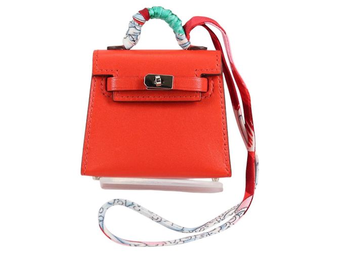 Hermès HERMES Micro Kelly Bag Charm Pelle Arancione Auth 141175SM - vista 13