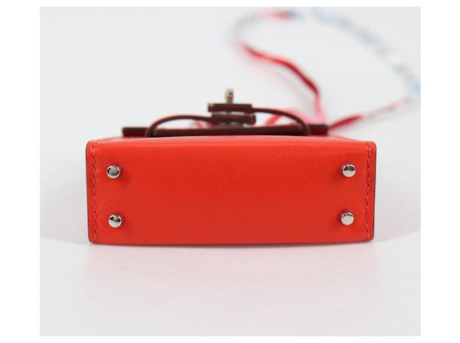 Hermès HERMES Micro Kelly Bag Charm Pelle Arancione Auth 141175SM - vista 5