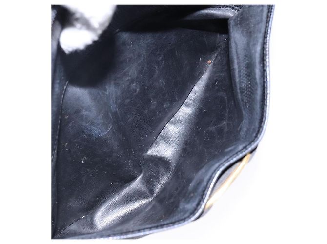 Borsa a Spalla Vala in Pelle Embossata Nera e Oro Auth BA5268 di Salvatore Ferragamo Nero D'oro - vista 11