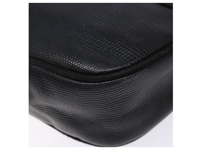 Borsa a Spalla Vala in Pelle Embossata Nera e Oro Auth BA5268 di Salvatore Ferragamo Nero D'oro - vista 14