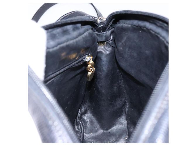 Borsa a Spalla Vala in Pelle Embossata Nera e Oro Auth BA5268 di Salvatore Ferragamo Nero D'oro - vista 19