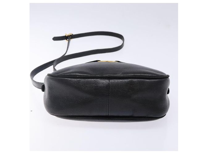 Borsa a Spalla Vala in Pelle Embossata Nera e Oro Auth BA5268 di Salvatore Ferragamo Nero D'oro - vista 5