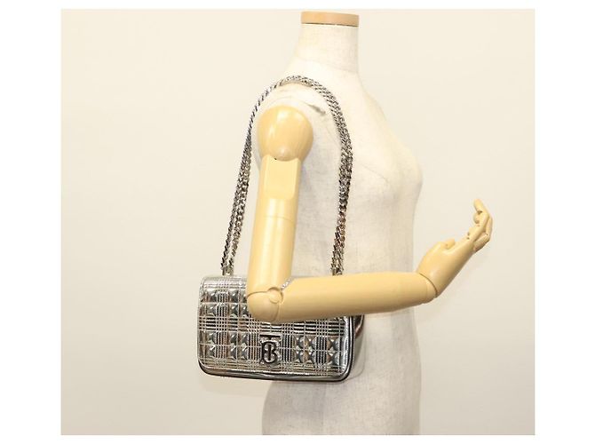 Borsa a Spalla BURBERRY Catena Smalto Argento Auth 140195 - vista 24