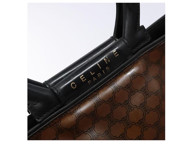 Céline CELINE Macadam Canvas Handtasche Emaille Braun Gold Auth 142207 Golden - Ansicht 10
