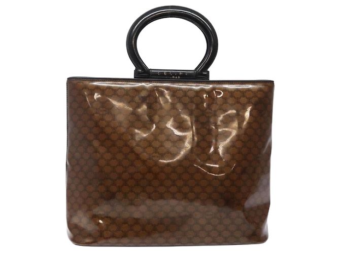 Céline CELINE Macadam Canvas Handtasche Emaille Braun Gold Auth 142207 Golden - Ansicht 2