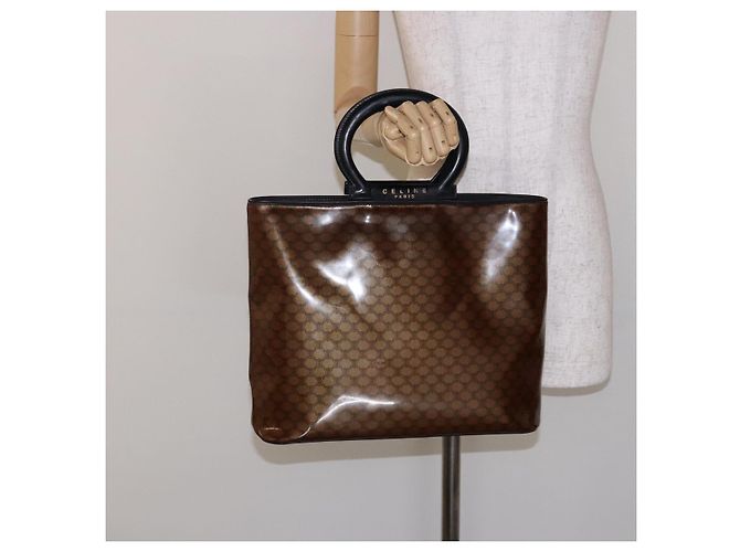 Céline CELINE Macadam Canvas Handtasche Emaille Braun Gold Auth 142207 Golden - Ansicht 22