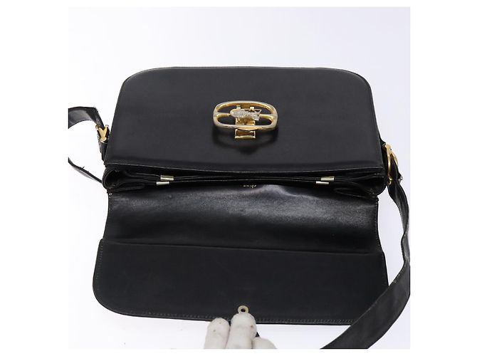 Céline Borsa a Spalla CELINE in Pelle Nera Oro Auth 140224 Nero D'oro - vista 10