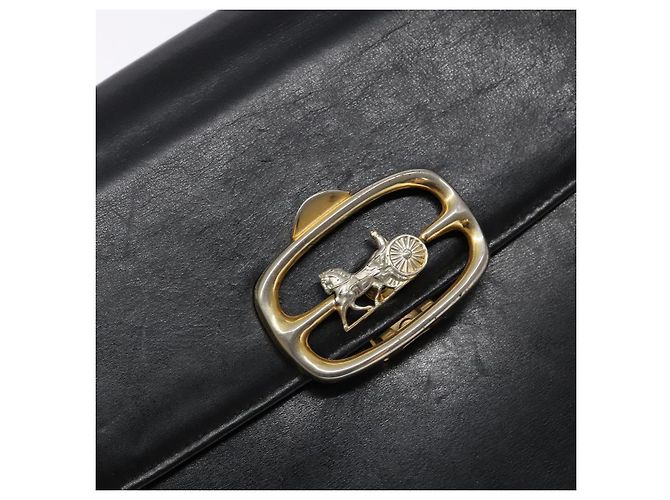 Céline Borsa a Spalla CELINE in Pelle Nera Oro Auth 140224 Nero D'oro - vista 17