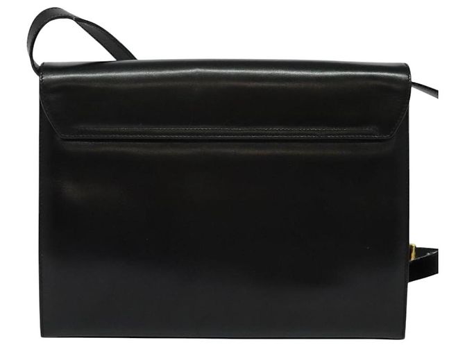 Borsa a Spalla Gancini in Pelle Nera e Oro Salvatore Ferragamo Auth 142187 Nero D'oro - vista 2