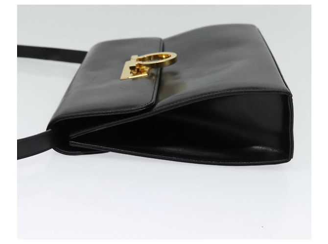 Borsa a Spalla Gancini in Pelle Nera e Oro Salvatore Ferragamo Auth 142187 Nero D'oro - vista 3