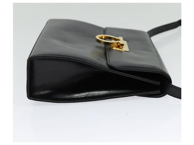 Borsa a Spalla Gancini in Pelle Nera e Oro Salvatore Ferragamo Auth 142187 Nero D'oro - vista 4