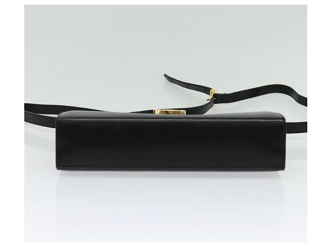 Borsa a Spalla Gancini in Pelle Nera e Oro Salvatore Ferragamo Auth 142187 Nero D'oro - vista 5