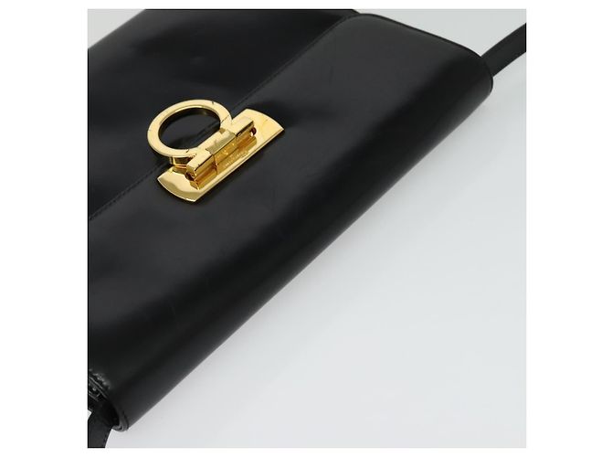 Borsa a Spalla Gancini in Pelle Nera e Oro Salvatore Ferragamo Auth 142187 Nero D'oro - vista 6