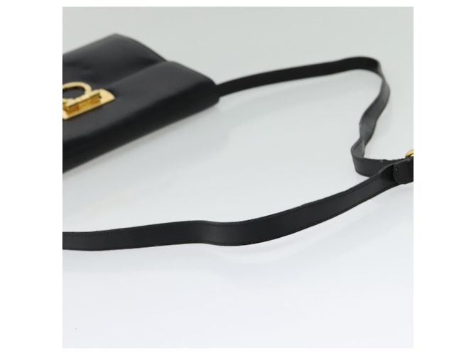 Borsa a Spalla Gancini in Pelle Nera e Oro Salvatore Ferragamo Auth 142187 Nero D'oro - vista 7