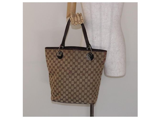GUCCI GG Canvas Tote Bag Beige Silber 120836 Auth BA5201 - Ansicht 23