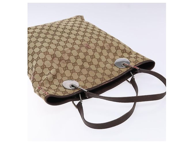 GUCCI GG Canvas Tote Bag Beige Silber 120836 Auth BA5201 - Ansicht 6