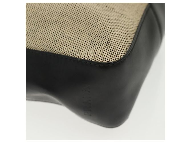 PRADA Schultertasche aus Canvas Leder Beige Schwarz Silber Authentisch bs29206 - Ansicht 14