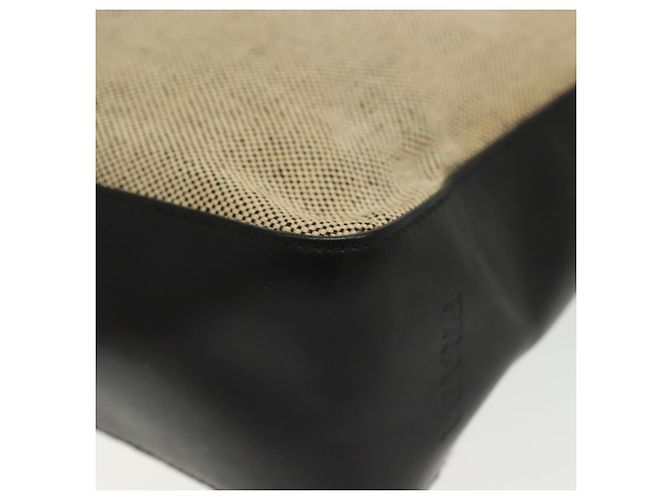 PRADA Schultertasche aus Canvas Leder Beige Schwarz Silber Authentisch bs29206 - Ansicht 17