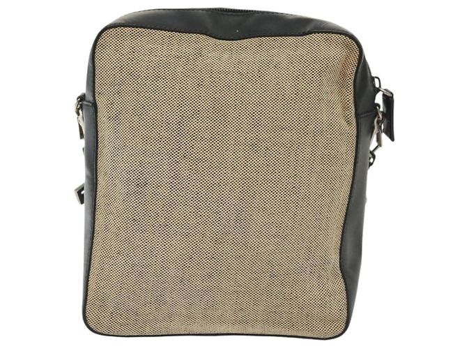 PRADA Schultertasche aus Canvas Leder Beige Schwarz Silber Authentisch bs29206 - Ansicht 2