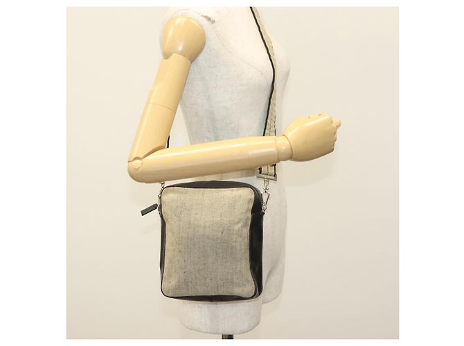 PRADA Schultertasche aus Canvas Leder Beige Schwarz Silber Authentisch bs29206 - Ansicht 23