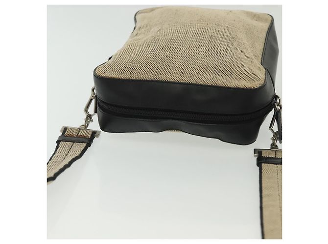 PRADA Schultertasche aus Canvas Leder Beige Schwarz Silber Authentisch bs29206 - Ansicht 6