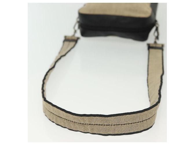 PRADA Schultertasche aus Canvas Leder Beige Schwarz Silber Authentisch bs29206 - Ansicht 7