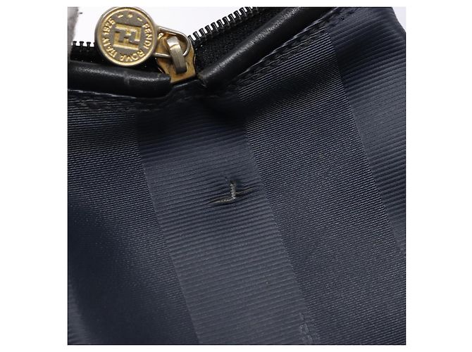 Pequin Sac à main en toile Pecan FENDI bleu marine et or Auth ep10858 Doré - vue 10
