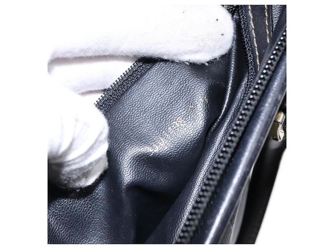 Pequin Sac à main en toile Pecan FENDI bleu marine et or Auth ep10858 Doré - vue 12