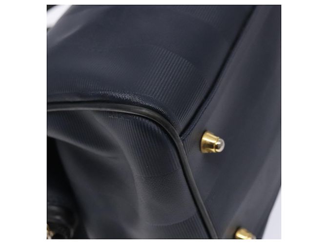 Pequin Sac à main en toile Pecan FENDI bleu marine et or Auth ep10858 Doré - vue 16