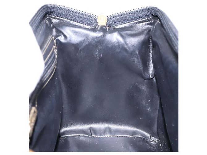 Pequin Sac à main en toile Pecan FENDI bleu marine et or Auth ep10858 Doré - vue 21