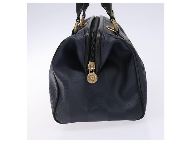 Pequin Sac à main en toile Pecan FENDI bleu marine et or Auth ep10858 Doré - vue 3