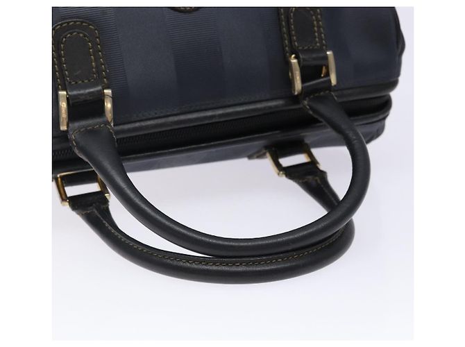 Pequin Sac à main en toile Pecan FENDI bleu marine et or Auth ep10858 Doré - vue 7