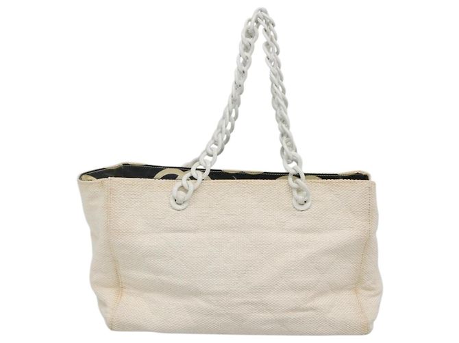 CHANEL Borsa a Spalla Matelassé Catena Paglia Bianco Oro CC Auth 142166 D'oro - vista 2