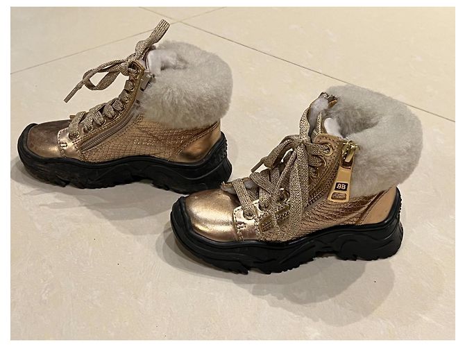 Botas BALDININI de couro e pele de ovelha douradas Tamanho 25 Dourado - vista 3