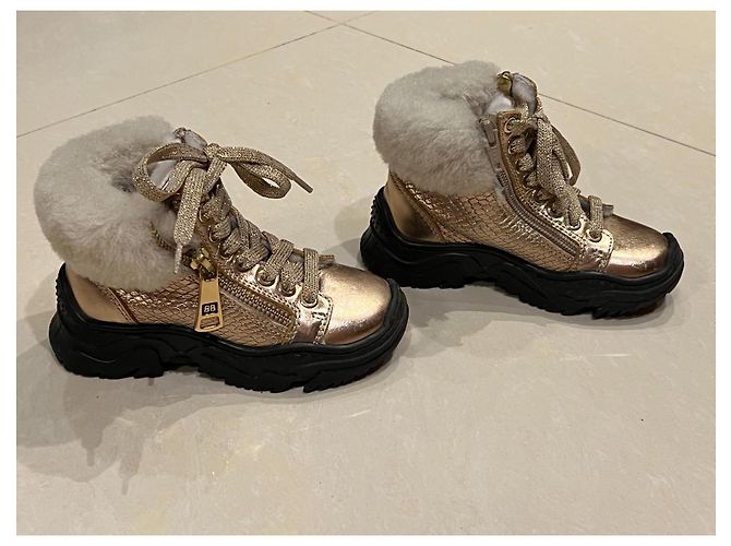 Botas BALDININI de couro e pele de ovelha douradas Tamanho 25 Dourado - vista 4