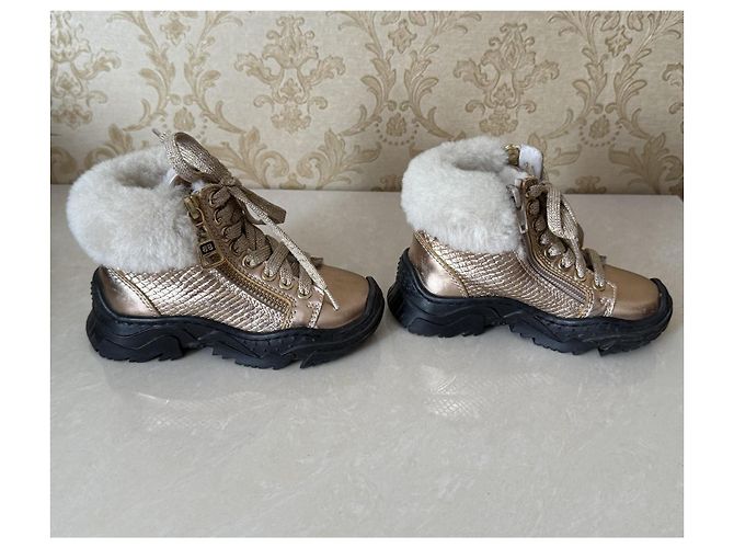Botas BALDININI de couro e pele de ovelha douradas Tamanho 25 Dourado - vista 6