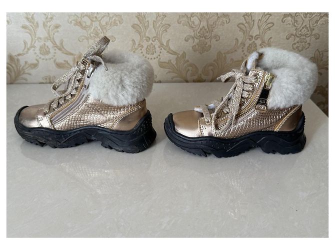 Botas BALDININI de couro e pele de ovelha douradas Tamanho 25 Dourado - vista 7