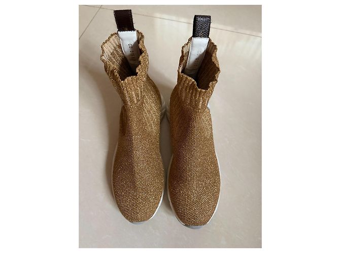 Stivaletti Louis Vuitton Dorati in Tessuto D'oro - vista 6