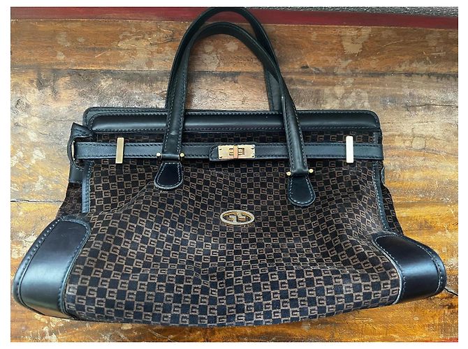 Borsa a mano Gucci GG Monogram in pelle blu scuro - vista 3