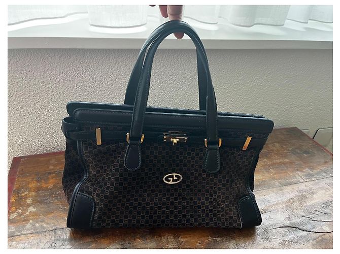 Borsa a mano Gucci GG Monogram in pelle blu scuro - vista 5