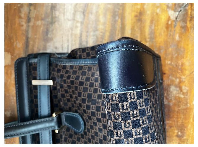 Borsa a mano Gucci GG Monogram in pelle blu scuro - vista 6