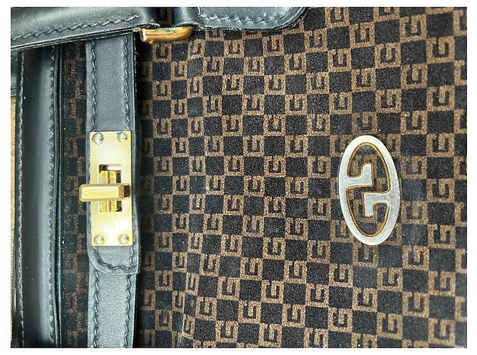 Borsa a mano Gucci GG Monogram in pelle blu scuro - vista 7