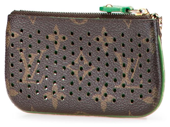 Portafoglio/portamonete perforato Monogram Louis Vuitton Marrone Verde chiaro - vista 2