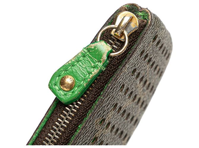 Portafoglio/portamonete perforato Monogram Louis Vuitton Marrone Verde chiaro - vista 7