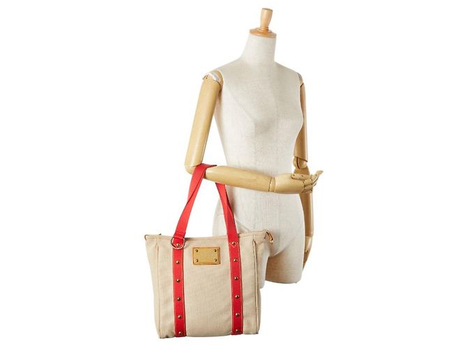 Louis Vuitton Antigua Cabas MM Tasche Rot Beige - Ansicht 16