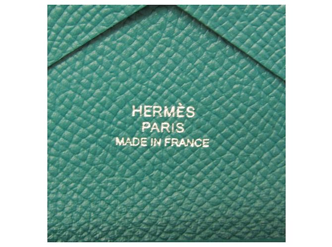 Tarjetero Calvi Duo de cuero Epsom de Hermès en verde - vista 10