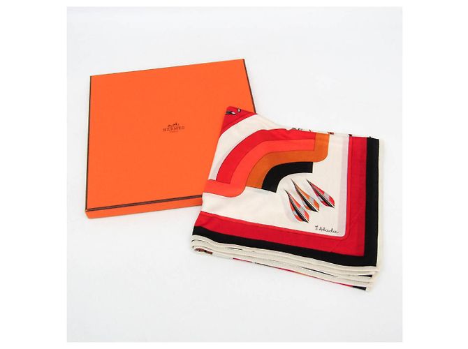 Foulard in seta Hermès Carre ARCS EN CIEL Rosso Arancione - vista 2