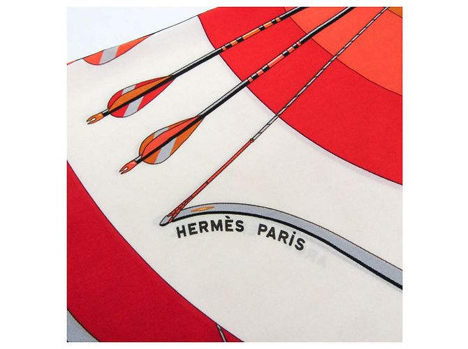 Foulard in seta Hermès Carre ARCS EN CIEL Rosso Arancione - vista 3